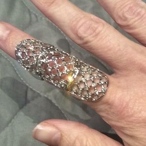 Angelique de Paris Crystal silver long ring